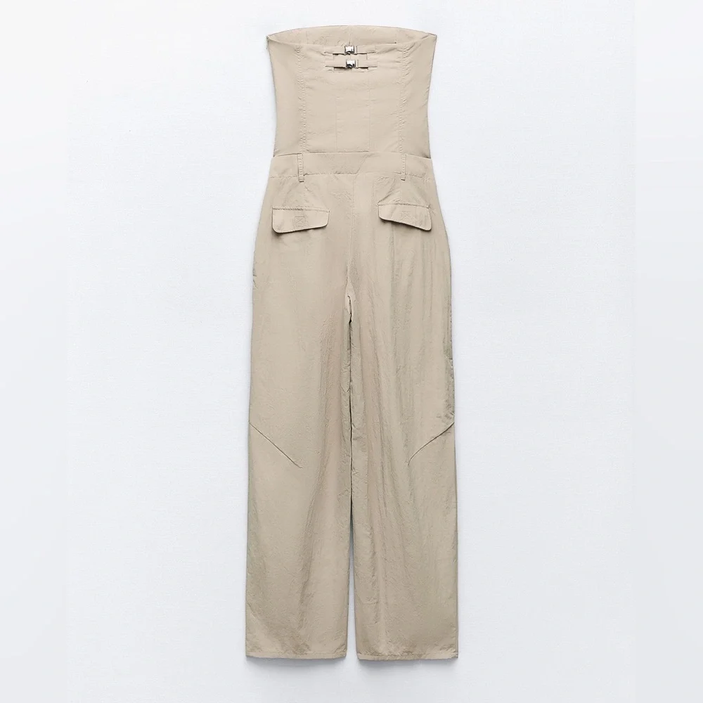 NWOT Zara strapless nylon jumpsuit blogger favorite - Picture 4 of 5